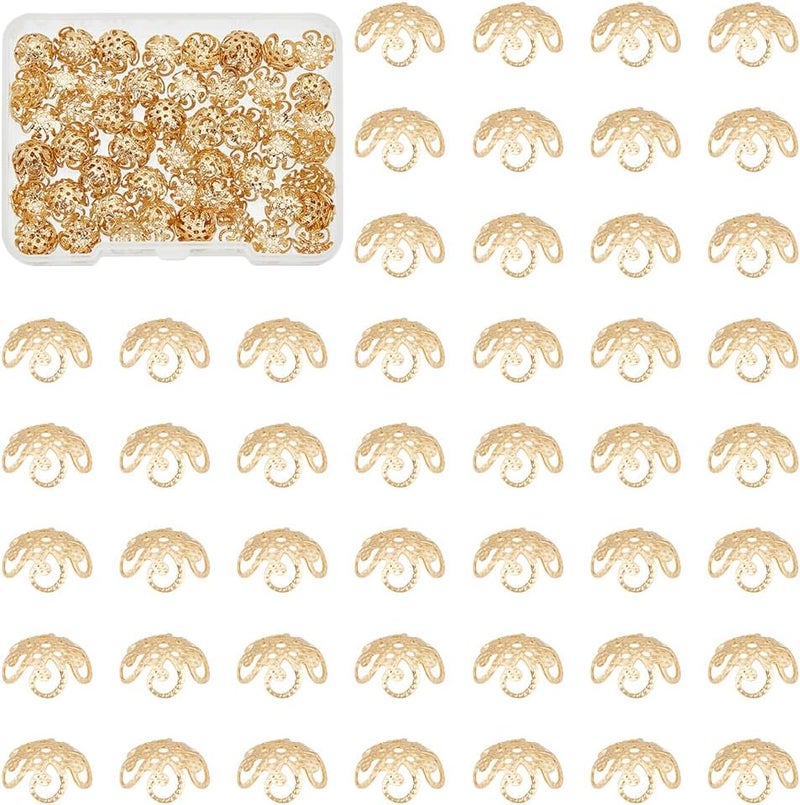 UNICRAFTALE 100Pcs 8mm Stainless Steel Flower Bead Caps Golden Spacer Beads Caps for Bracelet Necklace Earrings Jewelry Making Supplies - Image 1